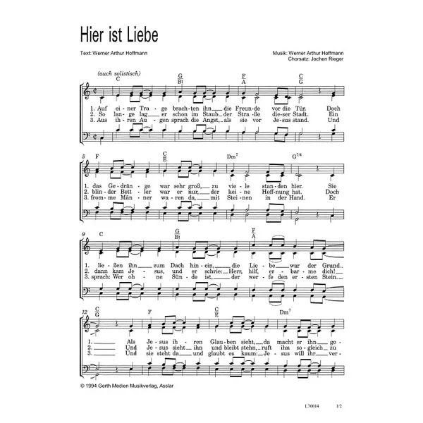 Produktbild des Artikels Hier ist Liebe (Noten - Download)