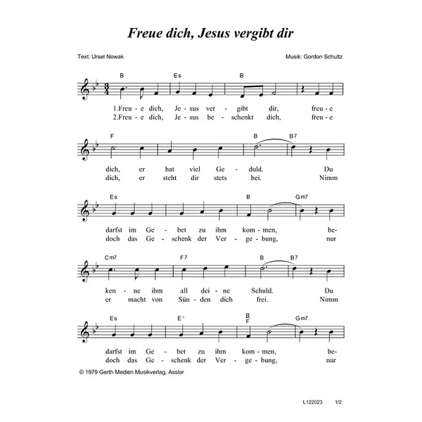 Produktbild des Artikels Freue dich, Jesus vergibt dir (Noten - Download)