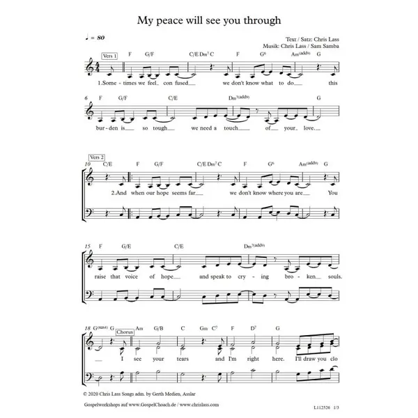 Produktbild des Artikels My Peace Will See You Through (Noten - Download)
