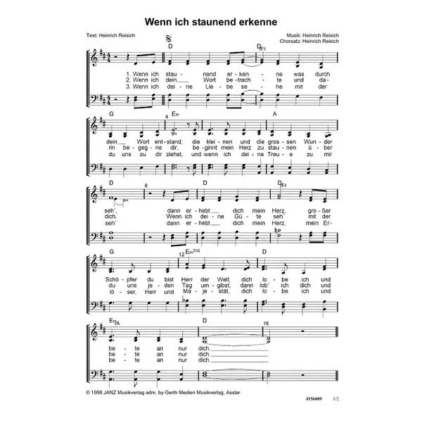 Produktbild des Artikels Wenn ich staunend erkenne (Noten - Download)