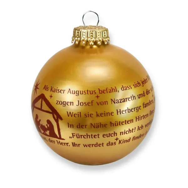 Produktbild des Artikels Christbaumkugel - Weihnachtsgeschichte gold ()
