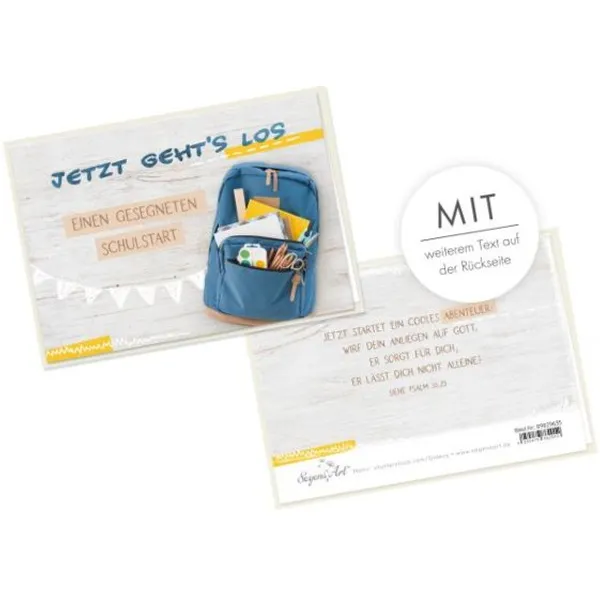 Produktbild des Artikels Faltkarte - Schulanfang - Jetzt geht´s los - blau (Schreibwaren)