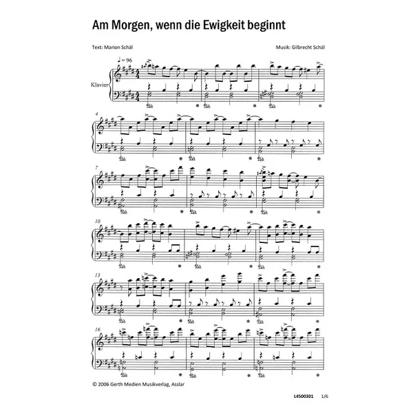Produktbild des Artikels Am Morgen, wenn die Ewigkeit beginnt (Noten - Download)