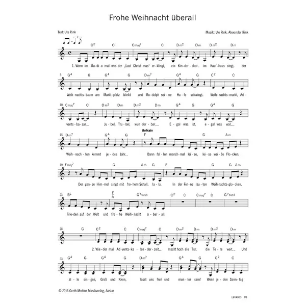 Produktbild des Artikels Frohe Weihnacht überall (Noten - Download)