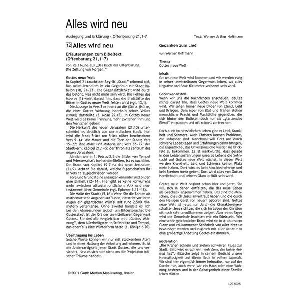Produktbild des Artikels Alles wird neu (Noten - Download)