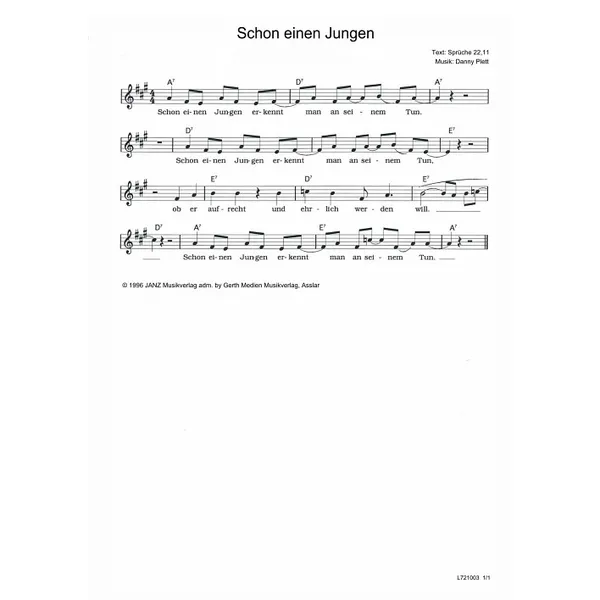 Produktbild des Artikels Schon einen Jungen (Noten - Download)