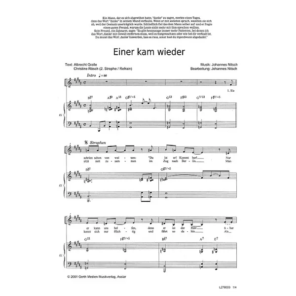 Produktbild des Artikels Einer kam wieder (Noten - Download)