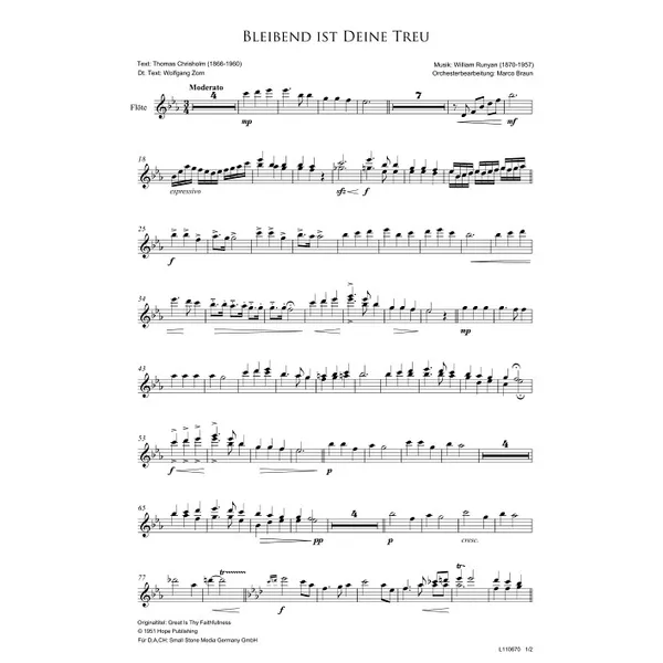 Produktbild des Artikels Bleibend ist deine Treu (Flöte) (Noten - Download)