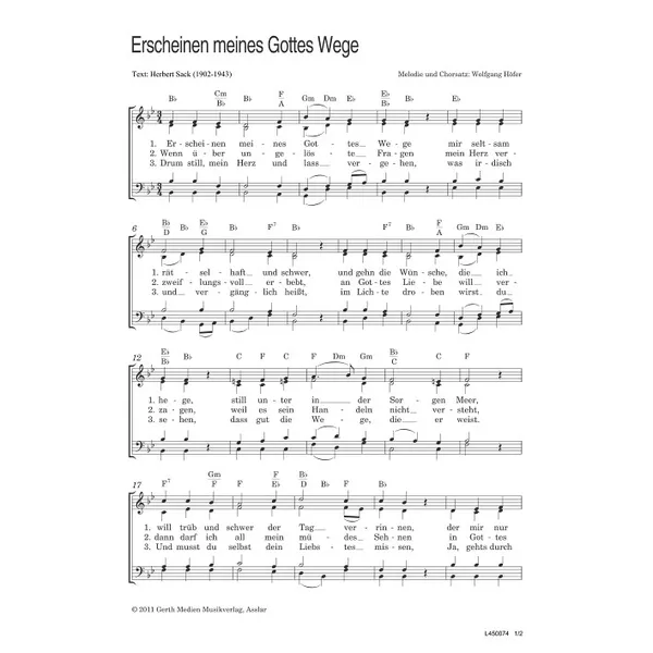 Produktbild des Artikels Erscheinen meines Gottes Wege (Noten - Download)