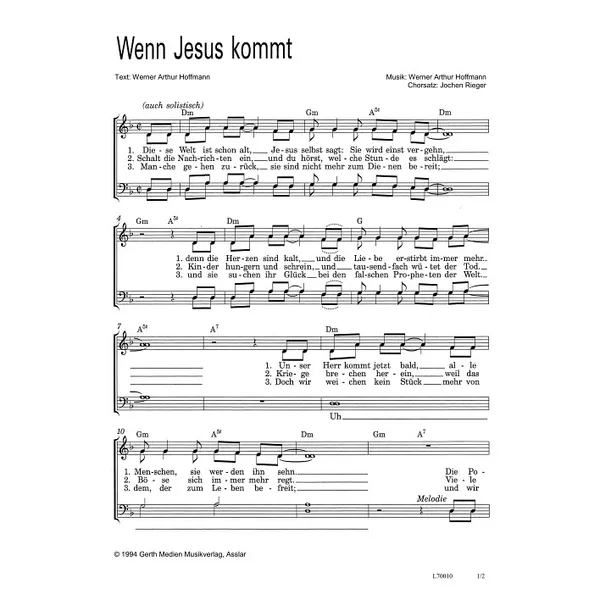 Produktbild des Artikels Wenn Jesus kommt (Noten - Download)