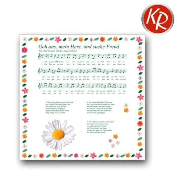 Produktbild des Artikels Serviette "Geh aus mein Herz Strophe 1.-5." weiß ()