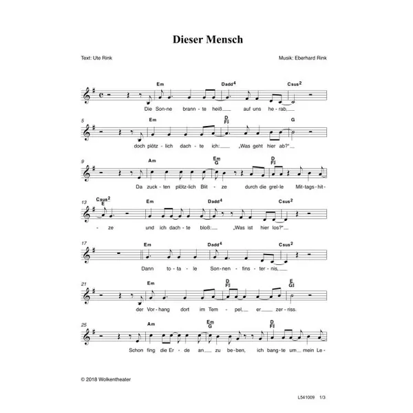 Produktbild des Artikels Dieser Mensch (Noten - Download)