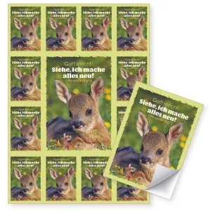 Produktbild des Artikels Jahreslosung 2026 - Aufkleber-Grußkarten, 4 Stk  Tier (Schreibwaren)