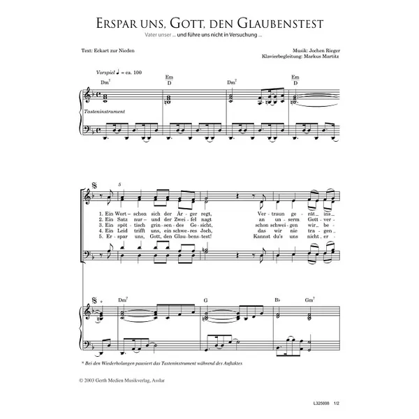 Produktbild des Artikels Erspar uns, Gott, den Glaubenstest (Noten - Download)