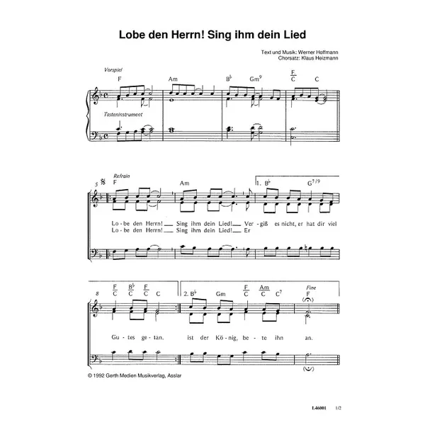 Produktbild des Artikels Lobe den Herrn! Sing ihm dein Lied (Noten - Download)