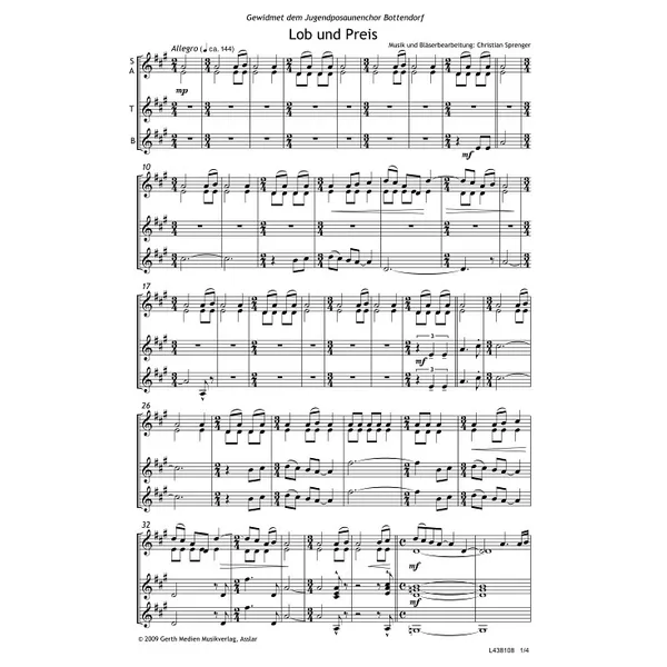 Produktbild des Artikels Lob und Preis (Noten - Download)