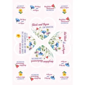 Produktbild des Artikels Aufkleber-Grußkarten: Glück und Segen zum Geburtstag, 4 Stück (Schreibwaren)
