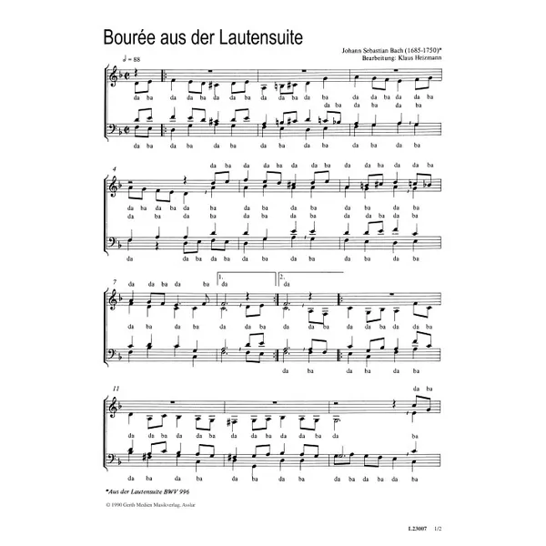 Produktbild des Artikels Bourée aus der Lautensuite (Noten - Download)