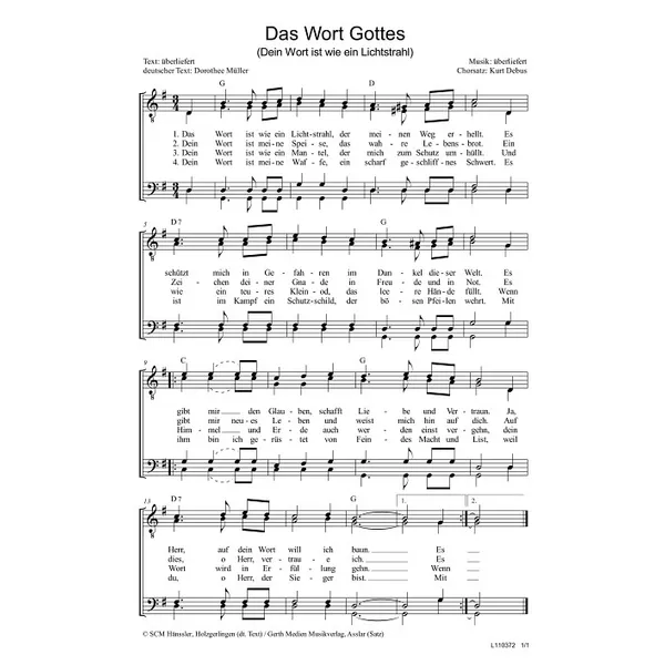 Produktbild des Artikels Das Wort Gottes (Das Wort ist wie ein Lichtstrahl) (Noten - Download)