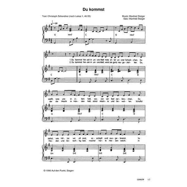 Produktbild des Artikels Du kommst (Noten - Download)