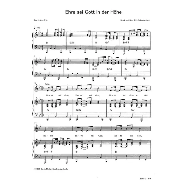 Produktbild des Artikels Ehre sei Gott in der Höhe (Noten - Download)