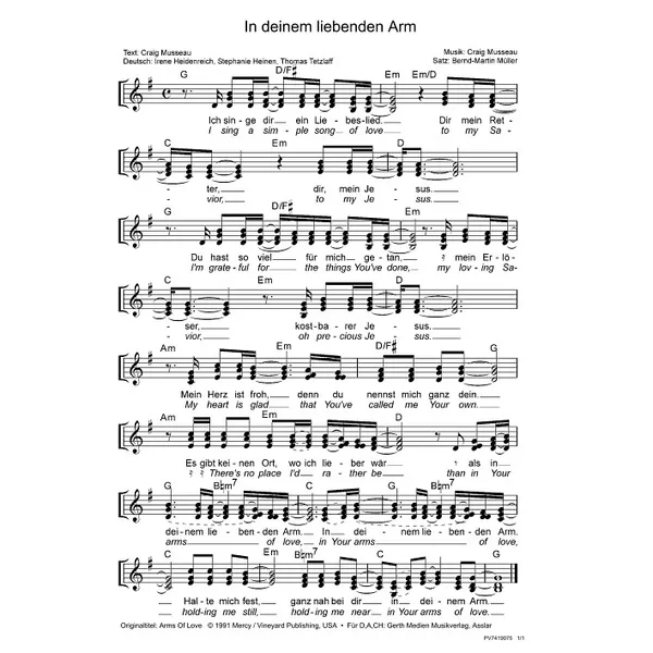 Produktbild des Artikels In deinem liebenden Arm (Noten - Download)