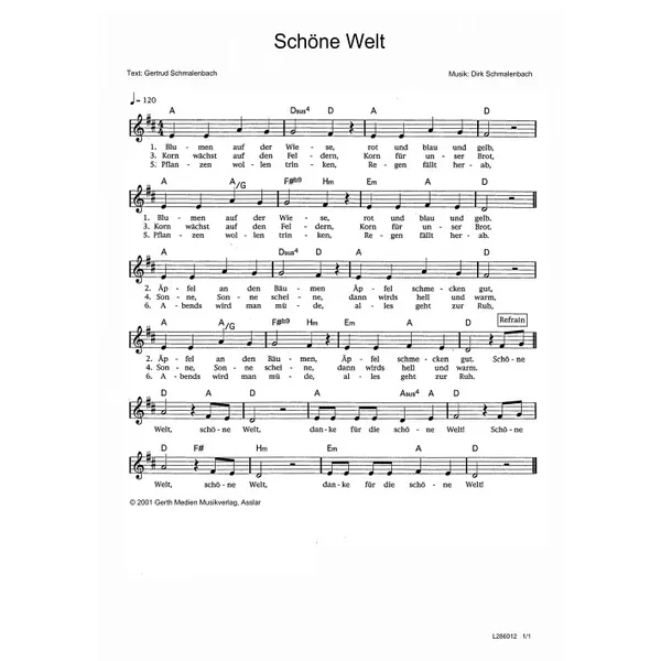 Produktbild des Artikels Schöne Welt (Noten - Download)