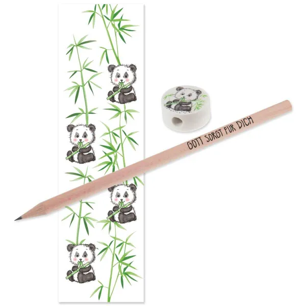Produktbild des Artikels Bleistift mit Radiergummi und Lesezeichen "Panda" (Schreibwaren)