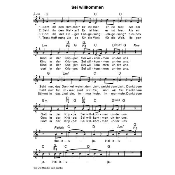 Produktbild des Artikels Sei willkommen (Noten - Download)