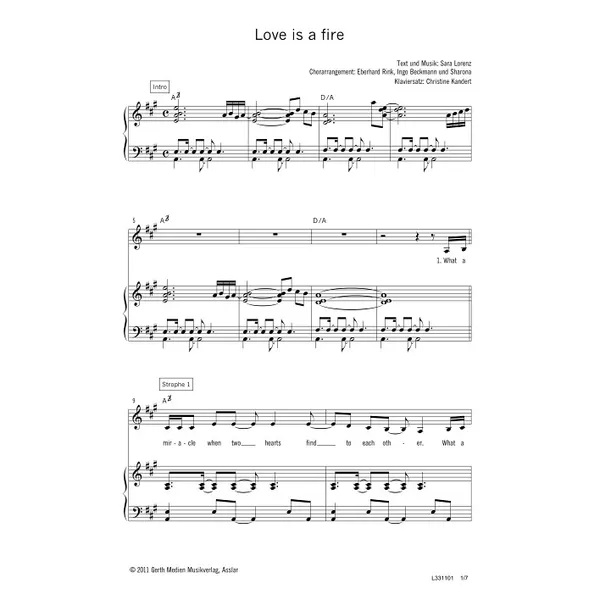 Produktbild des Artikels Love Is A Fire (Noten - Download)