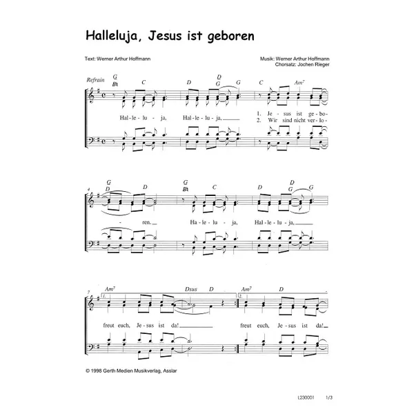 Produktbild des Artikels Halleluja, Jesus ist geboren (Noten - Download)
