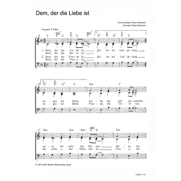 Produktbild des Artikels Dem, der die Liebe ist (Noten - Download)