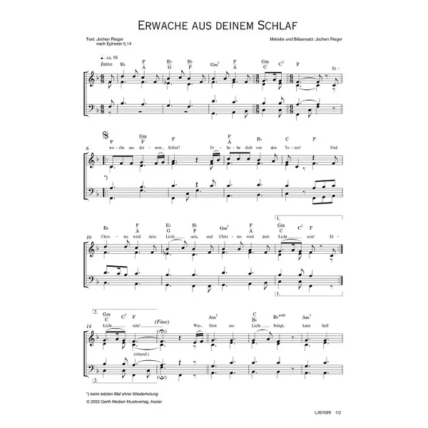Produktbild des Artikels Erwache aus deinem Schlaf (Noten - Download)