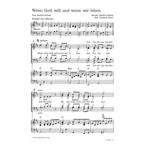 Produktbild des Artikels Wenn Gott will und wenn wir leben (Noten - Download)