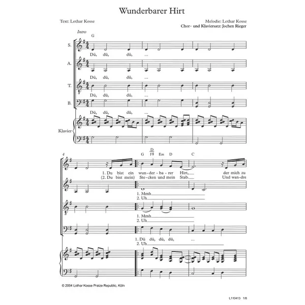 Produktbild des Artikels Wunderbarer Hirt (Noten - Download)