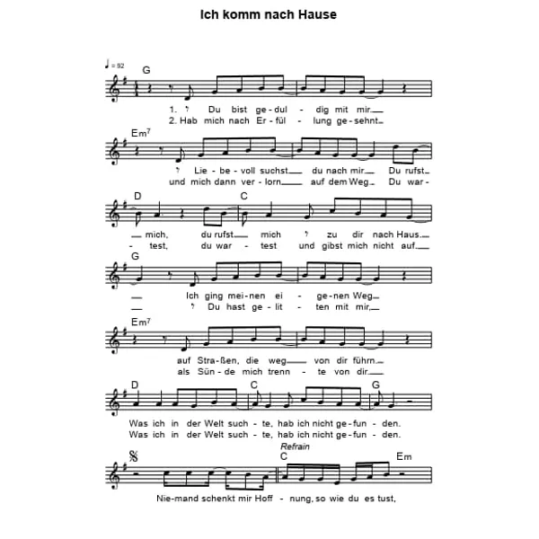 Produktbild des Artikels Ich komm nach Hause (Noten - Download)