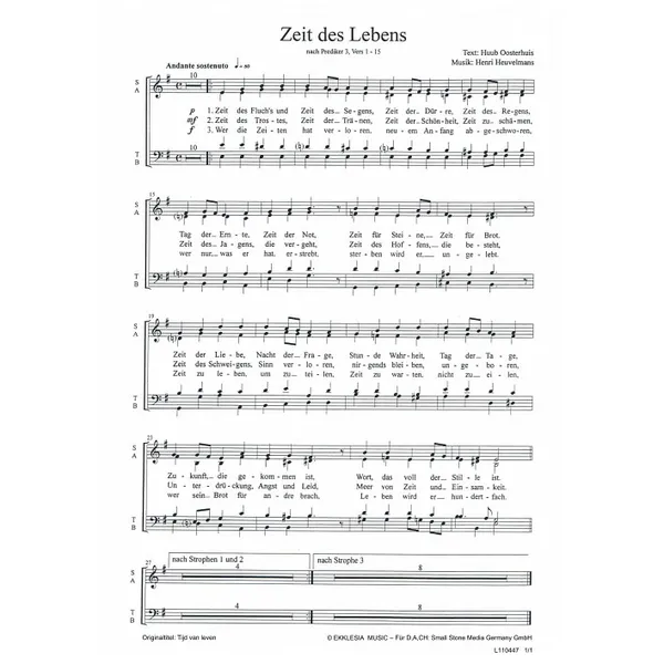 Produktbild des Artikels Zeit des Lebens (Noten - Download)