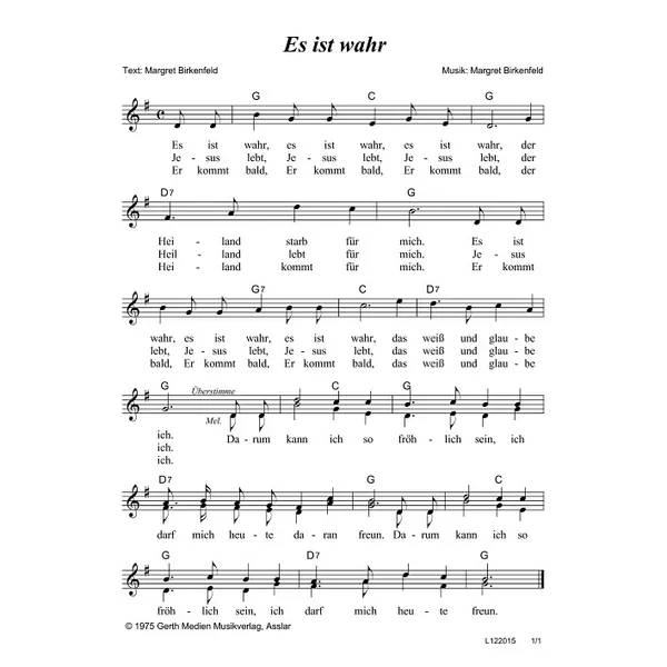 Produktbild des Artikels Es ist wahr (Noten - Download)