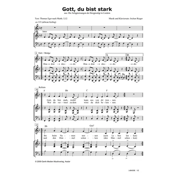 Produktbild des Artikels Gott, du bist stark (Noten - Download)