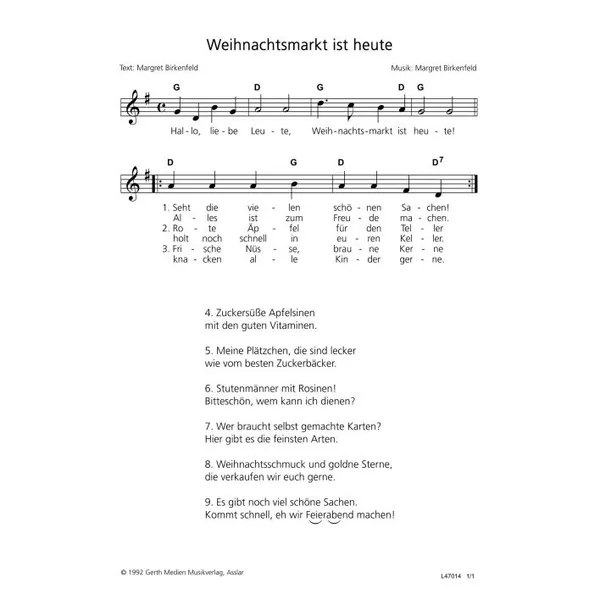 Produktbild des Artikels Weihnachtsmarkt ist heute (Noten - Download)