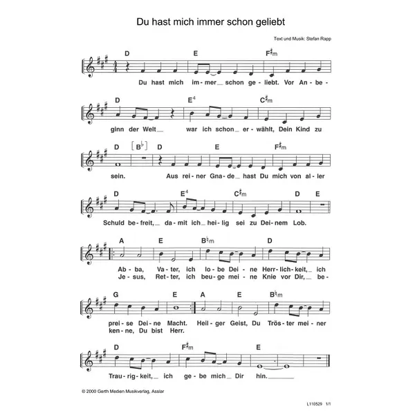 Produktbild des Artikels Du hast mich immer schon geliebt (Noten - Download)