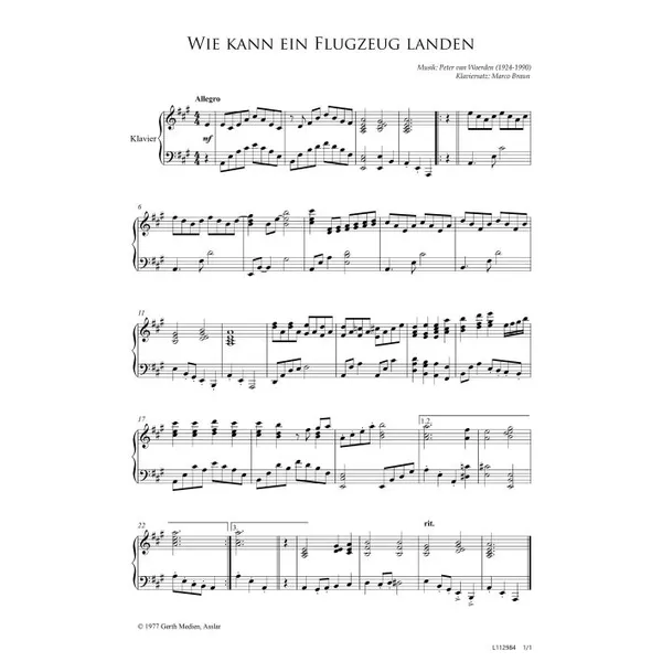Produktbild des Artikels Wie kann ein Flugzeug landen (Klavier) (Noten - Download)