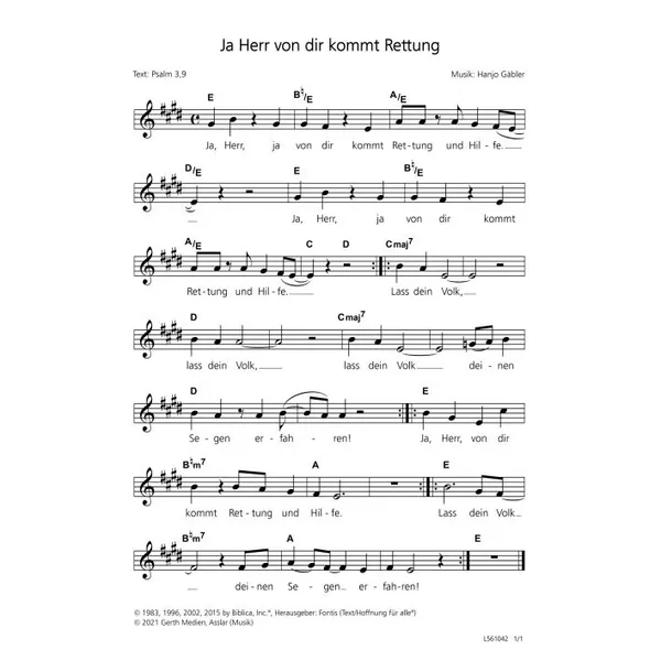 Produktbild des Artikels Ja Herr von dir kommt Rettung (Noten - Download)