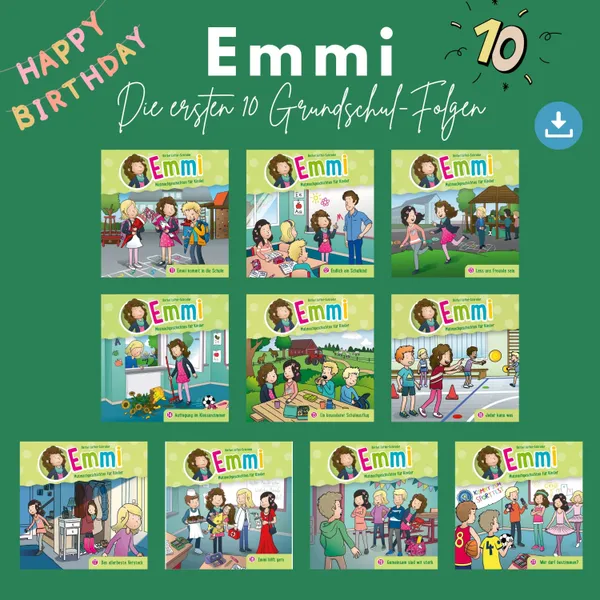 Produktbild des Artikels Emmi - Mutmachgeschichten für Kinder - Die ersten 10 Grundschul-Folgen (MP3-Hörspiel - Download)