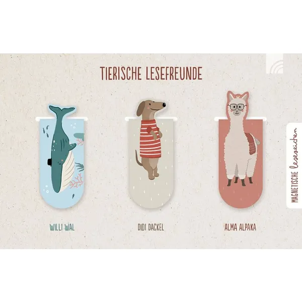 Produktbild des Artikels Lesezeichen "Tierische Lesefreunde" (3er-Set) (Schreibwaren)