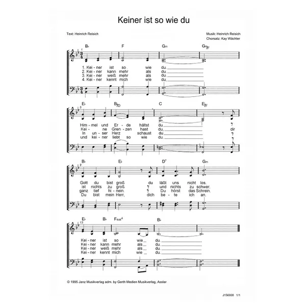 Produktbild des Artikels Keiner ist so wie du (Noten - Download)