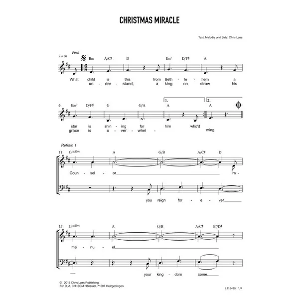 Produktbild des Artikels Christmas Miracle (Noten - Download)