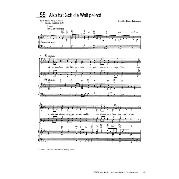 Produktbild des Artikels Also hat Gott die Welt geliebt (Noten - Download)