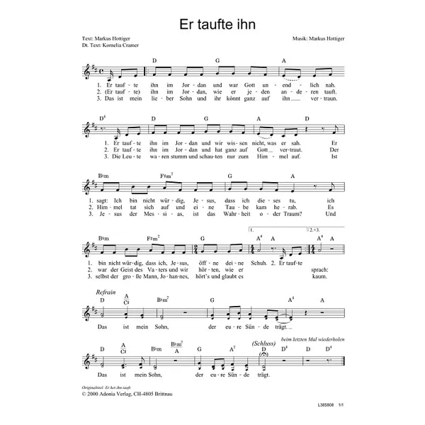 Produktbild des Artikels Er taufte ihn (Noten - Download)