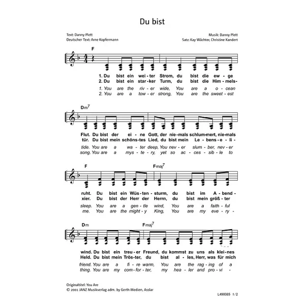 Produktbild des Artikels Du bist (Noten - Download)